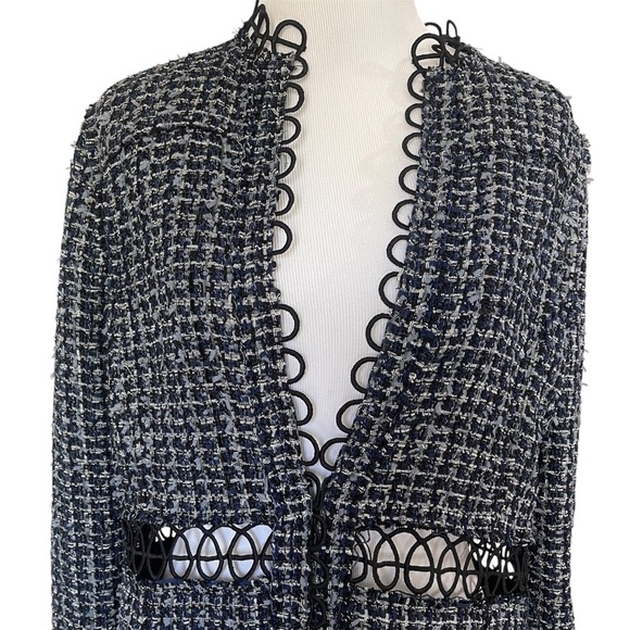 Elie Tahari Blue Twill Midi Coat - Picture 3 of 6